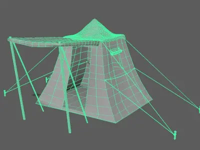 Tent camp Low-poly 3D model