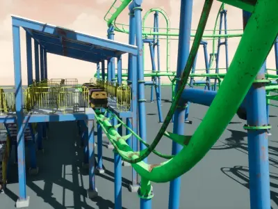 Roller Coaster UE4 Unity Low-poly 3D model