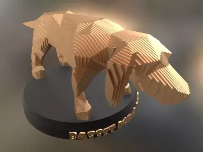 Parametric Asia Basset Hound Dog Low-poly 3D model