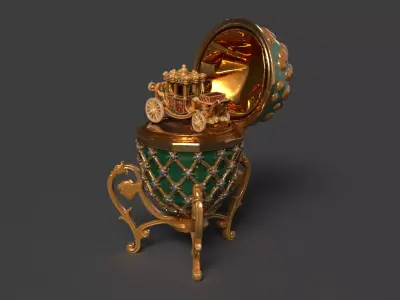 Faberge egg with carriage  Low-poly 3D model