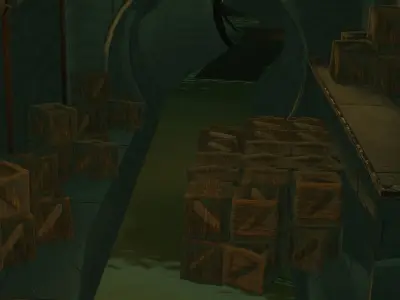 Adventure game sewer environment Low-poly 3D model