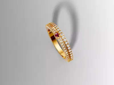 Double Row Pave Diamond Ring 3D print model