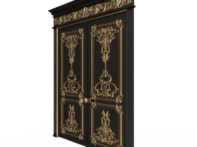 Carved Door Classic 0801 Black Low-poly 3D model