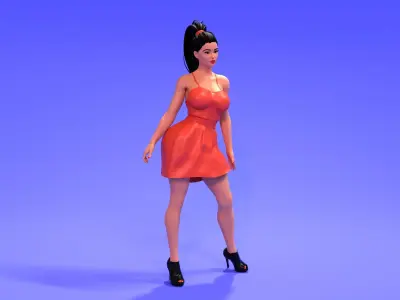 Beauty Woman Posing Low-poly 3D model