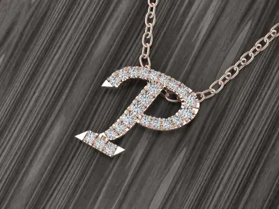 Jewelry Alphabet Pendant P 3D print model