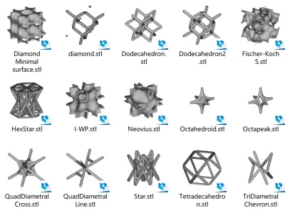 Unit Cells of different regular porous structure 3D print model