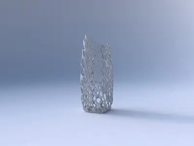 Vase double arc rectangle with twisted dense organic lattice 3D print model