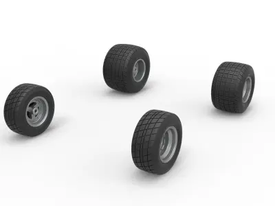 Wheel set of 600 Micro sprint car Scale 1 to 25 3D print model