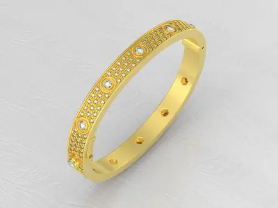 Bolt Bracelet pave diamond 3D print model