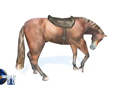 Lowpoly Horse Rigged Animated 3d model Low-poly 3D model