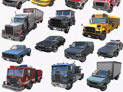 90s american traffic cars  3D Model Pack