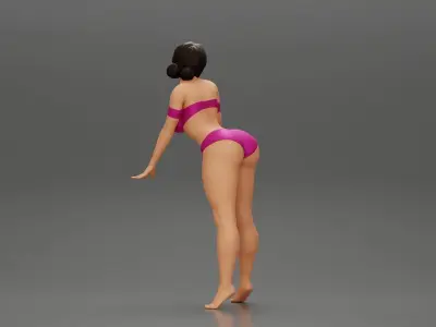 Attractive girl in bikini Leaning on the Car 3D print model