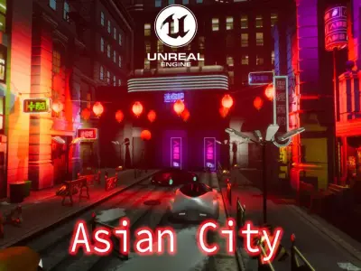 Asian City Unreal Low-poly 3D model