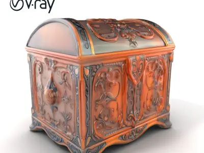 Enchanted Carved Treasure Chest model pack Low-poly 3D model