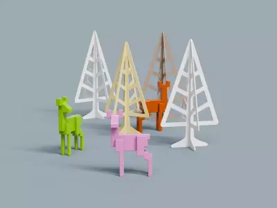 Christmas Decorative Set 3D model