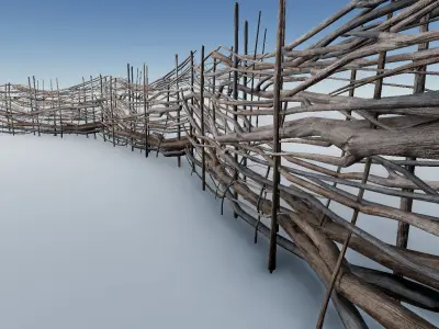 Wooden Fence LP PBR  Low-poly 3D model