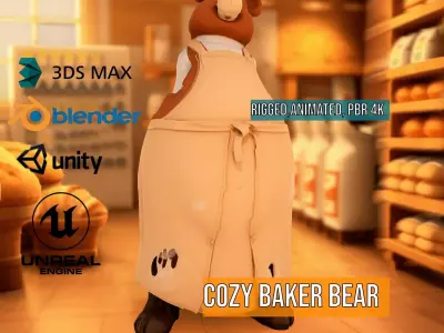 Cozy Baker Bear model pack Low-poly 3D model