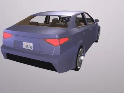 City Car sedan VR AR low-poly 3d model Cartoon with interior Low-poly 3D model