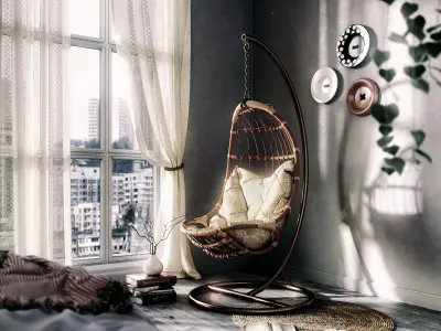 Modern Bedroom 3D Model 3ds Max and V-Ray Render Low-poly 3D model