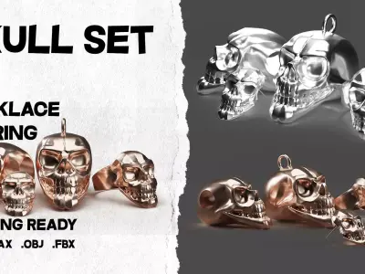 Skull Jewelry Set 3D print model