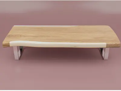 Wooden Table with chrome legs  Low-poly 3D model