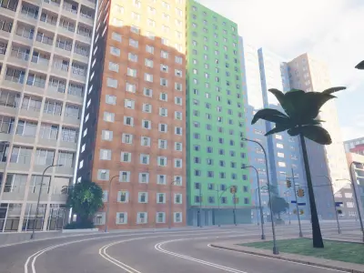 City Downtown Skyscraper Street - Unreal - Lot 10 Low-poly 3D model