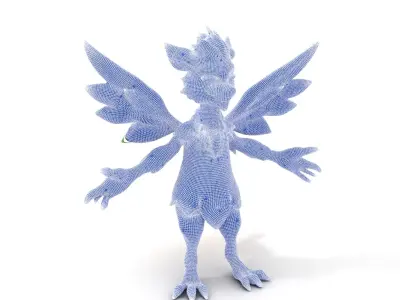 Fantasy Furry Winged Creature Rigged and Animated D Model Low-poly 3D model