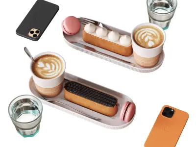 Decorative Set For Cafe Table Set3 3D model