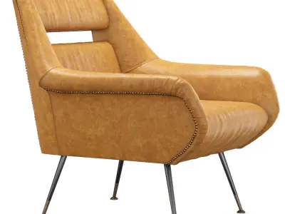 Enamel and Leather Armchair by Gio Ponti 3D model