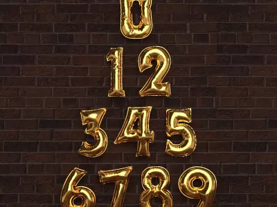 Inflated Foil Numeric Balloons 3D model