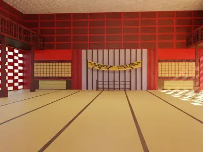 Dojo Fighting Hall Low-poly 3D model