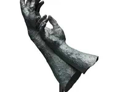 Stroking hands sculpture Low-poly 3D model