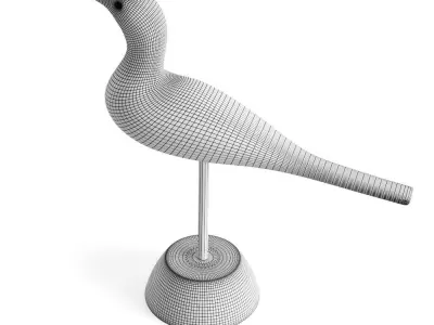 Hand Carved Wooden Sandpiper 3D model
