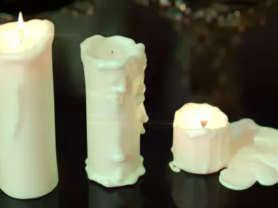 Ornate Candles CandleHolders and Wax Sculptures - 133 models set Low-poly 3D model