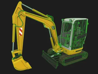 Mini Excavator Low-poly 3D model