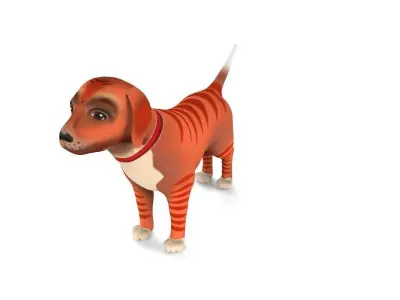 Cartoon Puppy Rigged and Animation Low-poly 3D model