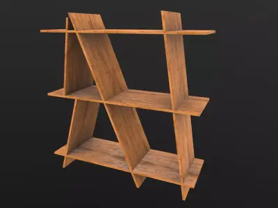 Book Shelf AR VR PBR  Lowpoly with game ready 3d Model Low-poly 3D model