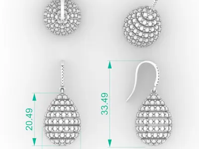 Diamond drop earrings 3D print model