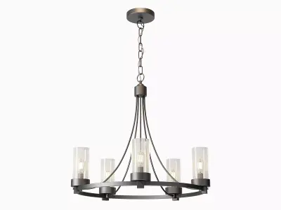 Devoe 5 - Light Wagon Wheel Chandelier 3D model