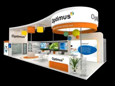 15 mtr x 6 mtr  2 side open exhibition stands 3D print model