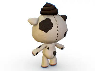 Soft White Bear Toy Rigged Skinned Cuddly Fluffy Plush  Low-poly 3D model