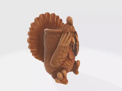 Peekaboo Turkey Cute Thanksgiving Turkey Figurine Fall Holiday 3D print model