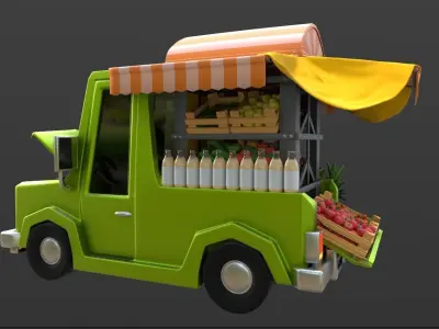 Cartoon Pickup Truck 3D model