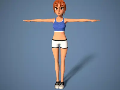 cartoon sport girl Low-poly 3D model