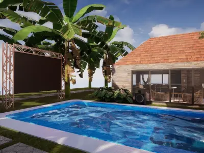 Pool House  Low-poly 3D model