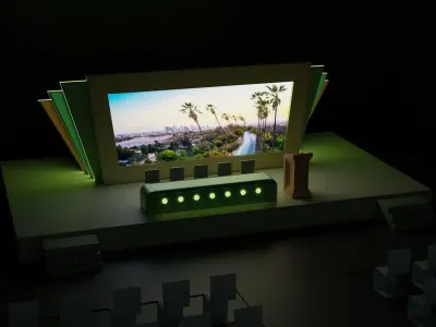 Conference Room or Event stage design with big display Low-poly 3D model