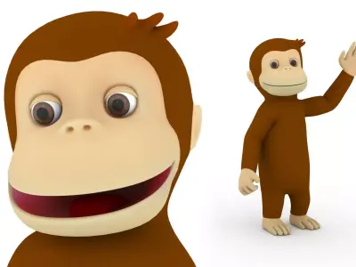 Cartoon Monkey Character  3D model Rigged 3D model
