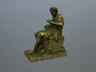 Man Statue Low-poly 3D model 6