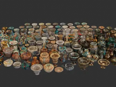 Mega Vase Pack Low-poly 3D model