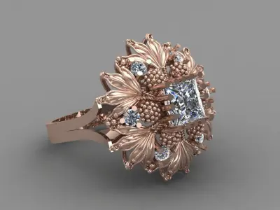 Indian Rose Gold Women Diamond Ring 3D print model 3D print model